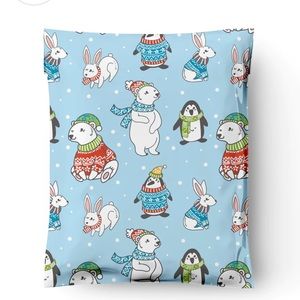 ❄️20 Designer blue winter animals Poly Mailers 10 x 13 inch